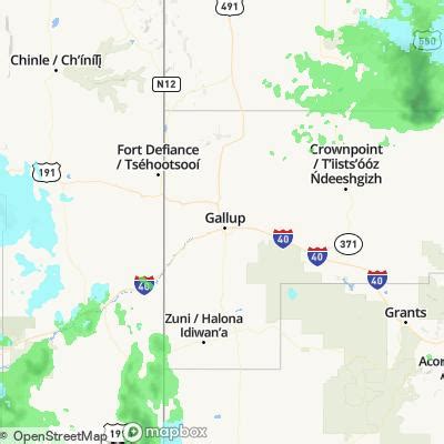 Gallup NM: Enter Your "City, ST" or zip code : NWS Point Forecast: Gallup NM 35.51°N 108.73°W: Mobile Weather Information | En Español Last Update: 2:04 am MST Mar 8, 2024 Forecast Valid: 3am MST Mar 8, 2024-6pm MDT Mar 14, 2024: Overnight ... National Weather Service: www.weather.gov